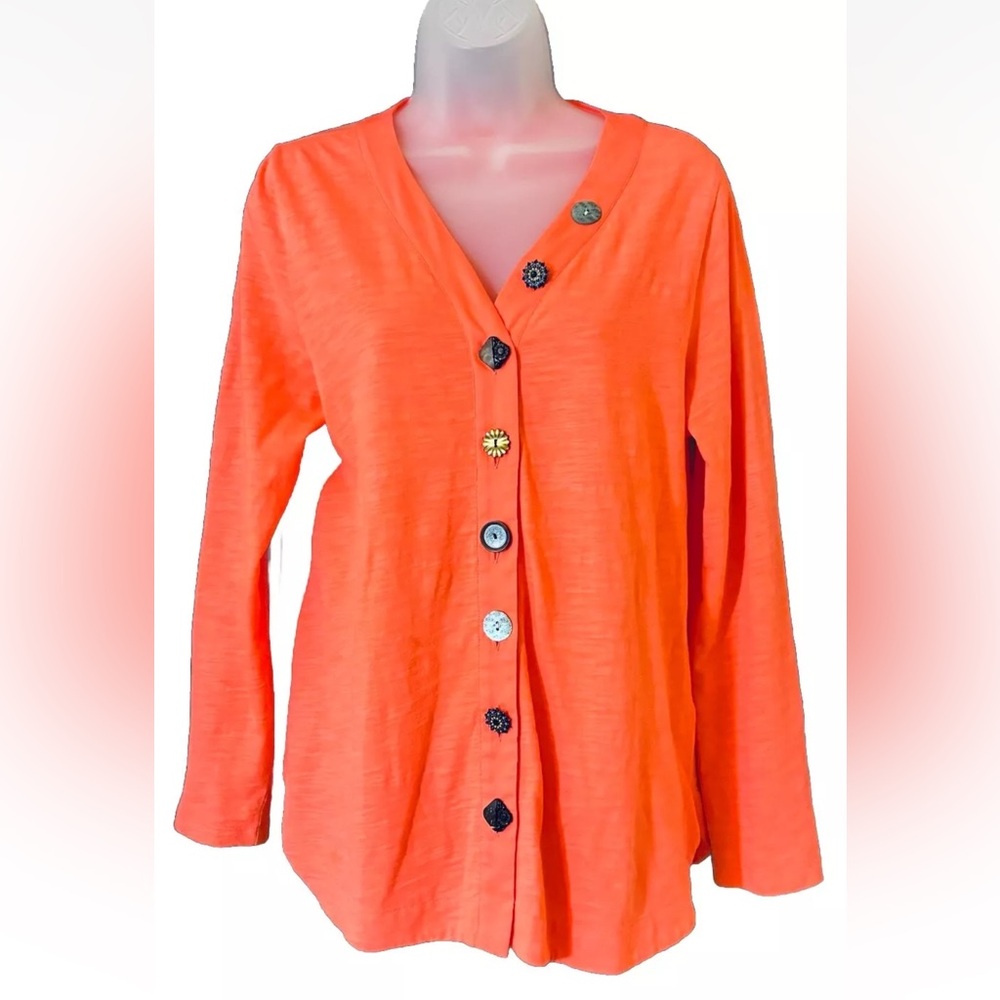 Soft Surroundings Size Small Daniella Mixed Button Front Tunic Top 100% Cotton